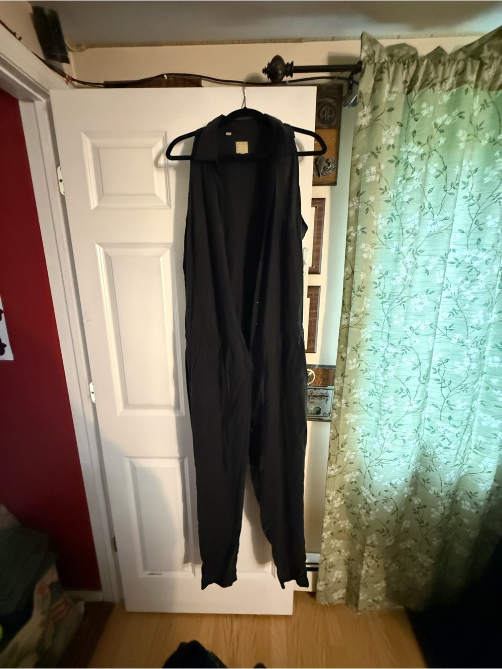 Guess Black Sleeveless Draped Jumpsuit Tunic SILK